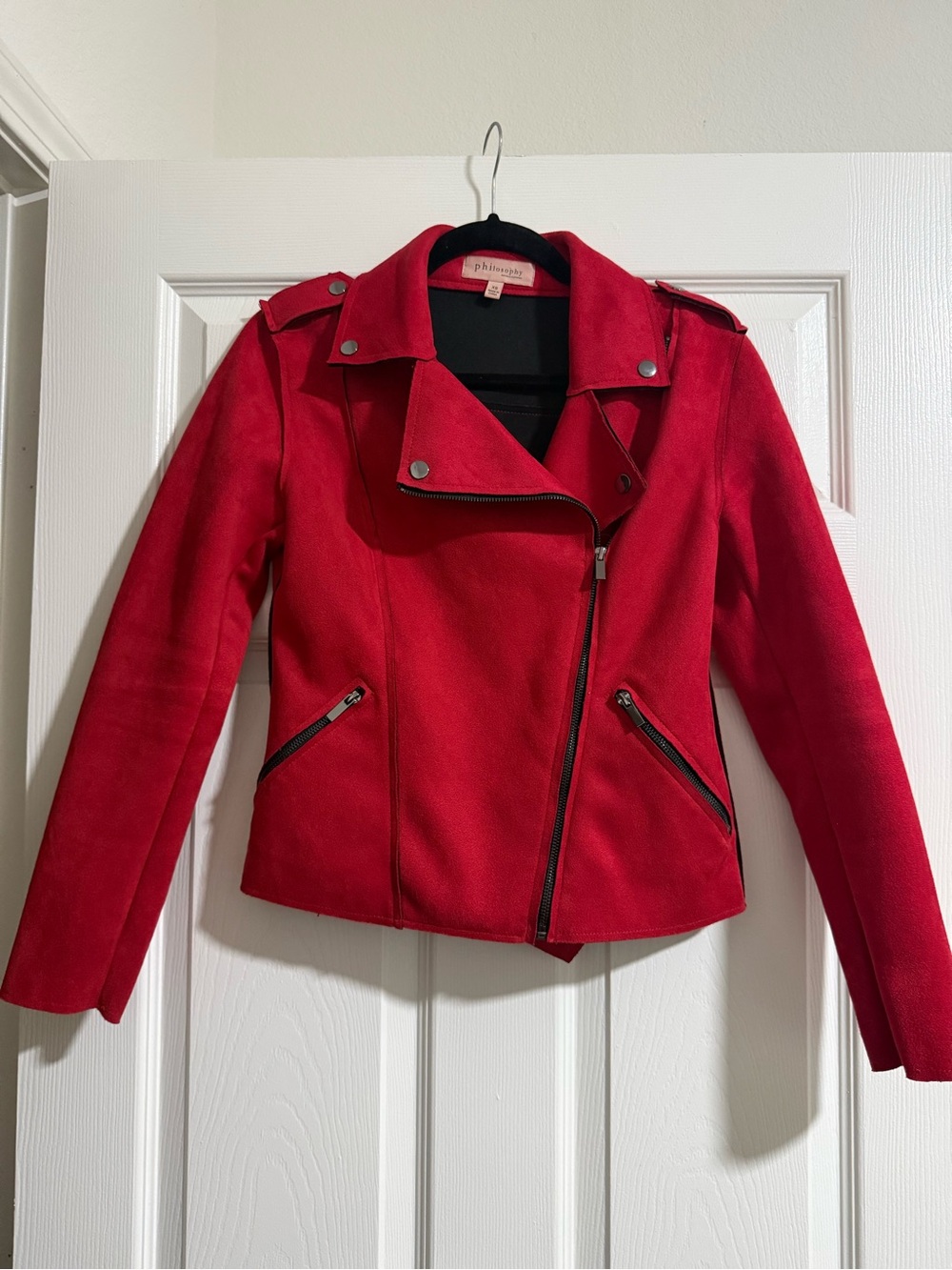 Red suede Moto jacket
